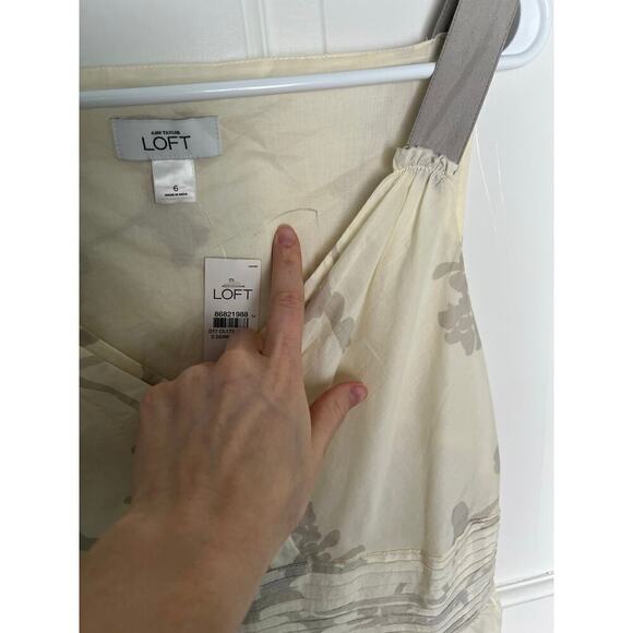 NEW Ann Taylor Loft Women's 6 Floral Cotton Midi Dress White Gray Babydoll Tank - Picture 9 of 16